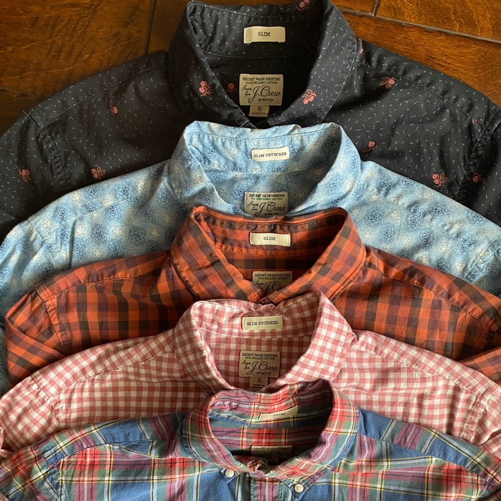 J Crew Slim and Untucked Secret wash / LOT of 5 (Small)